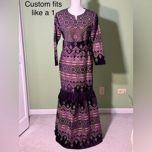 Elegant Purple Patterned Dress